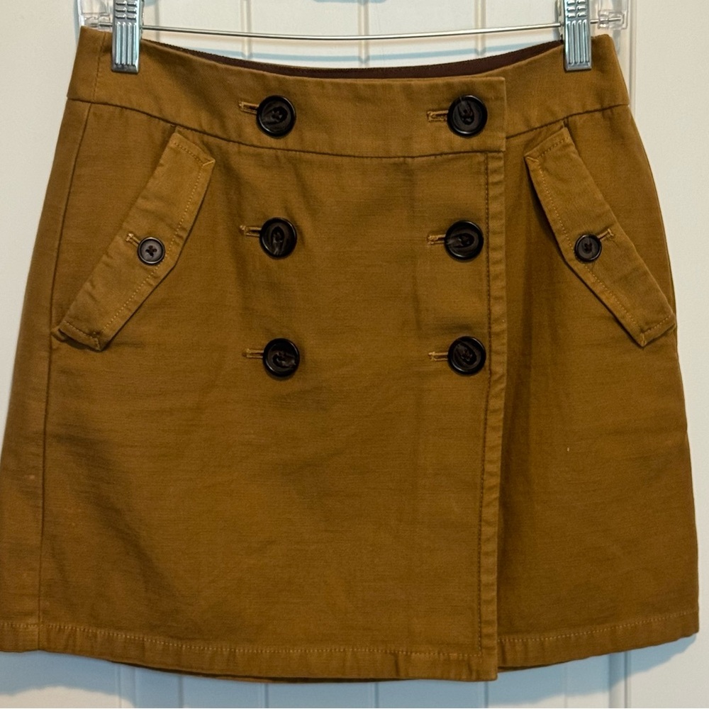 J. CREW‎ Double Button Cotton Pocketed Wrap Mini Skirt—SZ. 2